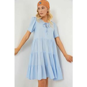 Rochie mini dama - HiCCUP - viscoza - decolteu rotund - albastru imagine