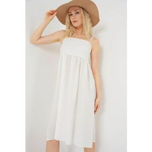 Rochie midi dama - HiCCUP - cu decolteu patrat - viscoza/nylon - alb imagine