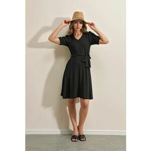 Rochie midi - HiCCUP - tricotata - decolteu in V - funda - negru - jerseu imagine