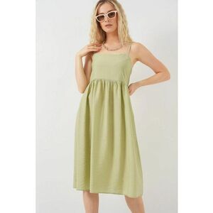 Rochie midi dama - HiCCUP - cu decolteu patrat - viscoza/nylon - verde imagine