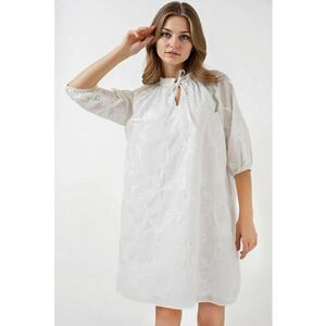 Rochie mini dama - HiCCUP - brodata - bumbac - alb imagine