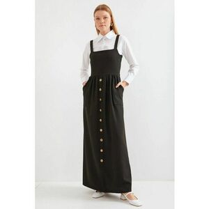 Rochie maxi - HiCCUP - in forma de A - guler patrat - neagra - jerseu imagine