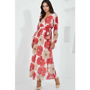 Rochie maxi dama HiCCUP - cu decolteu in V - poliester - multicolor imagine