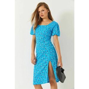 Rochie mini - HiCCUP - texturata - imprimeu floral - albastra - textil imagine