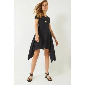 Rochie mini asimetrica - HiCCUP - decolteu in V - neagra - poliester-lycra imagine