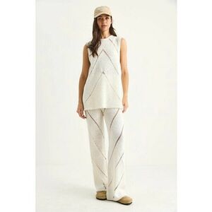 Set doua piese - lung texturat - bej - tricot - imagine