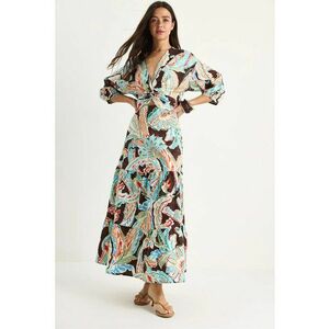 Rochie maxi - HiCCUP - imprimeu etnic - decolteu in V - multicolor - poliester-elastan - Multicolor imagine