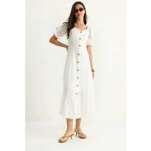 Rochie midi HiCCUP cu imprimeu floral - Alb imagine
