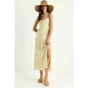 Rochie midi - HiCCUP - fara bretele - imprimeu floral - crapatura - viscoza imagine