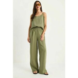 Set doua piese - decolteu in V - maneca lunga - verde - poliester-modal imagine