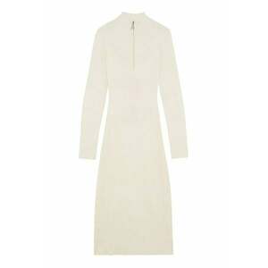 Rochie din tricot cu guler inalt - Crem imagine