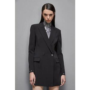 Rochie tip sacou - cu croiala cambrata si inchidere la doua randuri de nasturi - Negru imagine