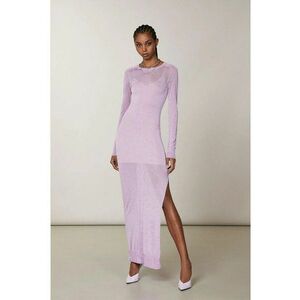 Rochie lunga - transparenta - cu decolteu rotund - Lila imagine