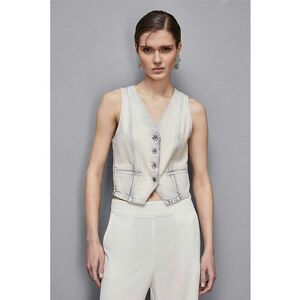 Vesta din denim cu croiala slim - Albastru imagine