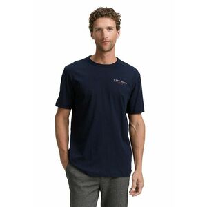 Tricou regular fit cu decolteu la baza gatului - Alb/Bleumarin imagine