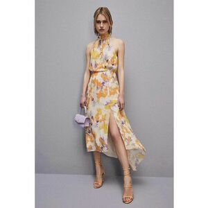 Rochie midi asimetrica fara maneci - Multicolor imagine
