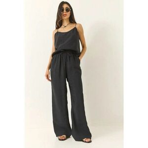 Set doua piese - decolteu in V - maneca lunga - negru - poliester-modal imagine