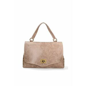 Geanta din piele cu bareta de umar si inchidere cu clapa Silvana Prime - Maro taupe imagine