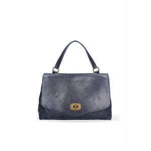 Geanta din piele cu bareta de umar si inchidere cu clapa Silvana Prime - Bleumarin imagine