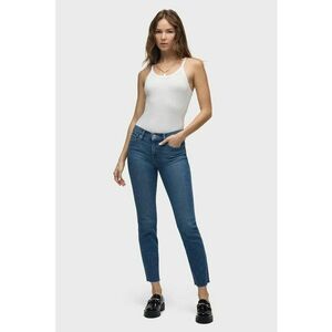 Blugi crop slim fit - cu talie medie - Albastru imagine