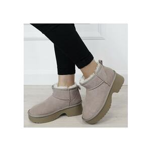Ghete kaki deschis din piele naturala W5878 114 18279 - Kaki imagine
