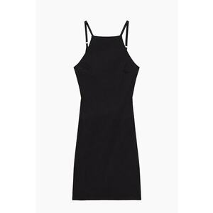 Rochie midi cu bretele si cu spatele gol - Negru imagine