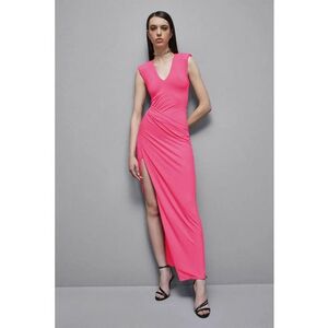 Rochie lunga cu drapaje laterale - Roz imagine