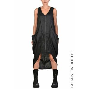 Rochie tip vesta evazata - asimetrica - inchidere cu fermoar dublu - Negru imagine