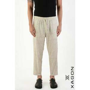 Pantaloni casual fit cu elastic si snur in talie - Bej imagine
