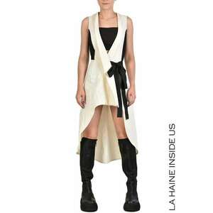 Rochie tip vesta asimestrica - cu inchidere laterala - Bej imagine