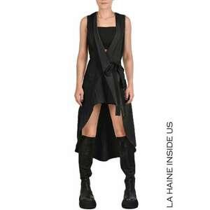 Rochie tip vesta asimestrica - cu inchidere laterala - Negru imagine
