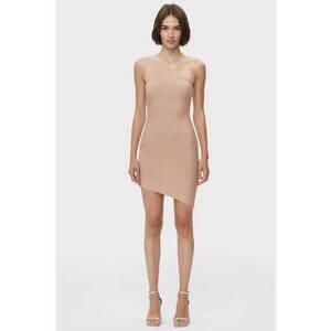 Rochie mini asimetrica cu umarul gol - Roz imagine