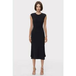 Rochie midi fara maneci si decolteu rotund - Negru imagine