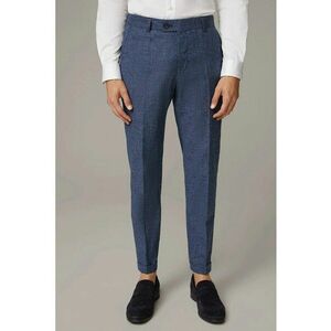 Pantaloni regular fit cu buzunare frontale - Albastru imagine