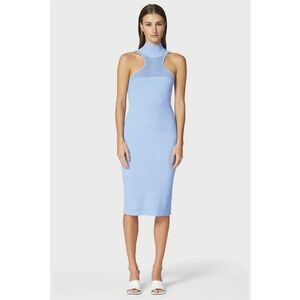 Rochie midi din tricot elastic - cu spate decupat - Albastru imagine