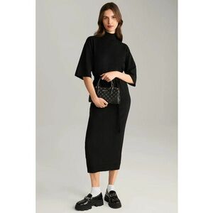 Rochie cu guler inalt - Negru imagine