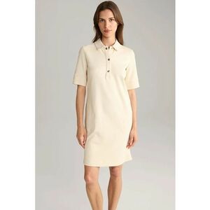 Rochie cu guler polo si buzunare frontale - Bej imagine