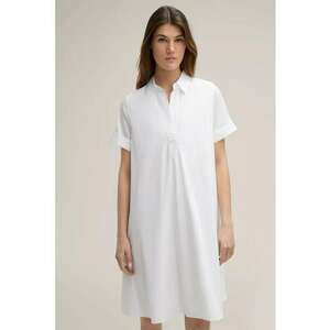Rochie midi lejera - cu guler polo - Alb imagine