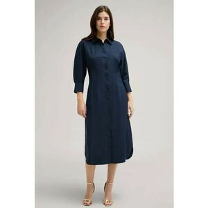 Rochie-camasa midi cu maneca trei sferturi - Bleumarin imagine