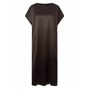 Rochie midi satinata cu maneci scurte - Maro imagine