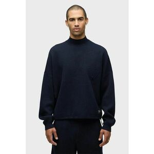 Bluza cu guler inalt supradimensioanta - Albastru inchis imagine