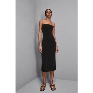 Rochie cu decolteu pe umeri si slit pe partea din spate - Negru imagine