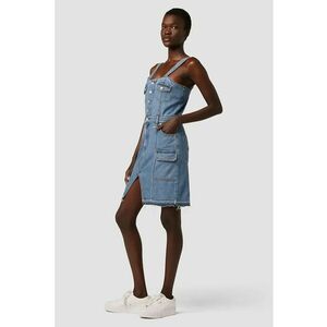 Rochie mini cu bretele ajustabile si inchidere frontala prin nasturi - Albastru imagine