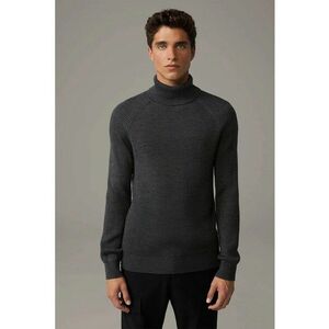 Bluza cu guler inalt cu croi clasic texturata - Gri imagine
