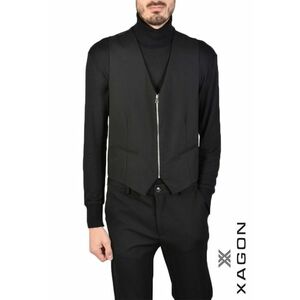 Vestă cu două buzunare în față și închidere cu fermoar - Negru imagine