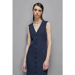 Rochie midi cu inchidere prin nasturi - Bleumarin imagine