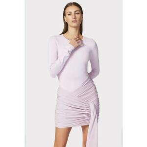 Rochie mini cu maneca lunga si detalii drapate - Roz imagine