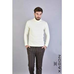 Bluza cu guler inalt rulat si croi clasic - Alb imagine