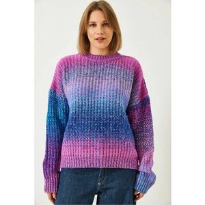 Pulover dama guler rotund - poliester/elastan - multicolor - imagine