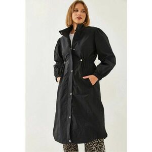 Palton midi Relaxed Fit - poliamida - cu inchidere cu nasturi - negru imagine